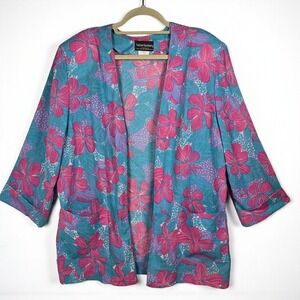 Vintage Haberdashery Floral Blazer Jacket Women's Size 18 Pink Blue Tropical NWT